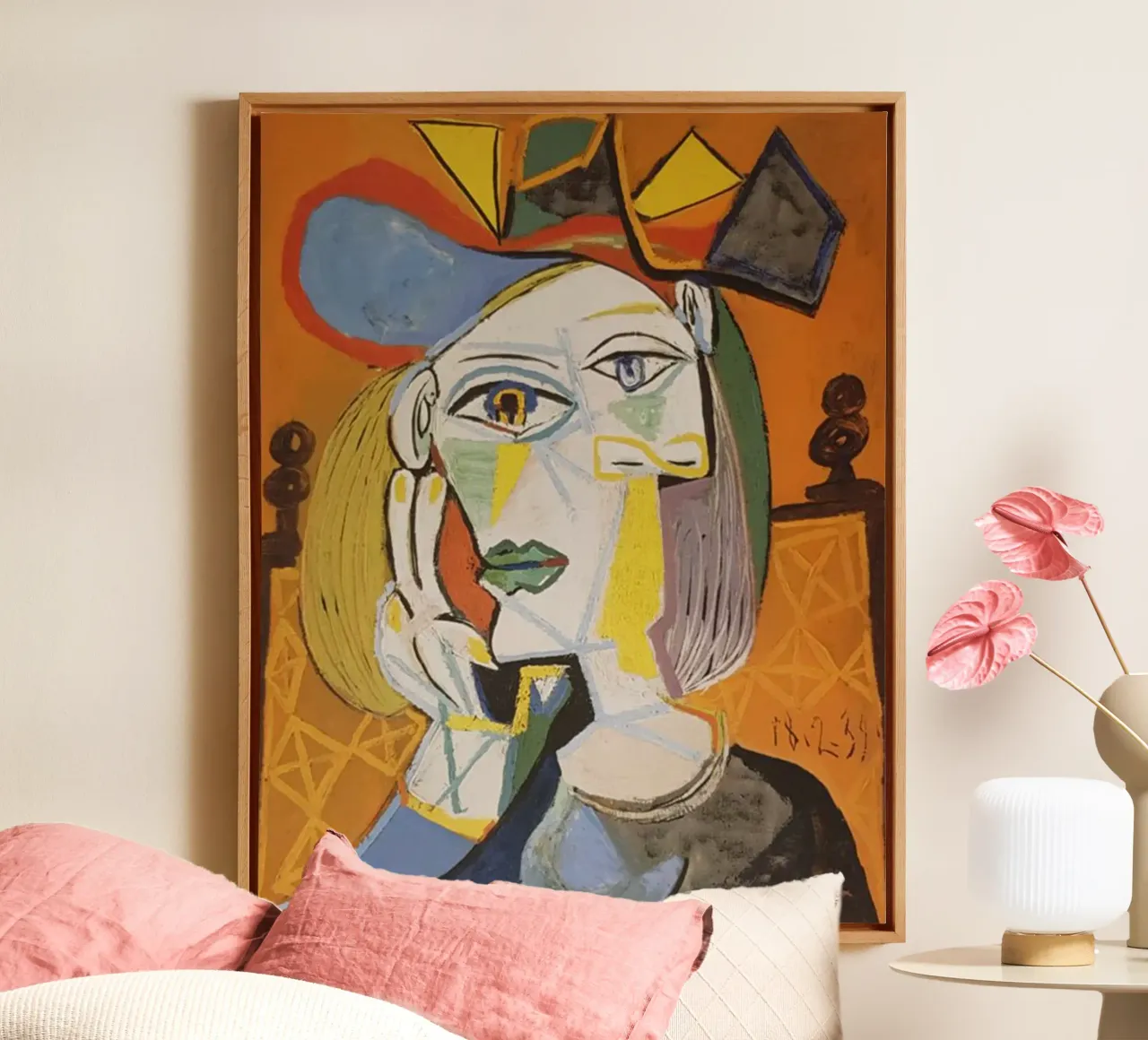 Abstracte oude vrouw Picasso canvas met Baklijst van Günstiger Laden