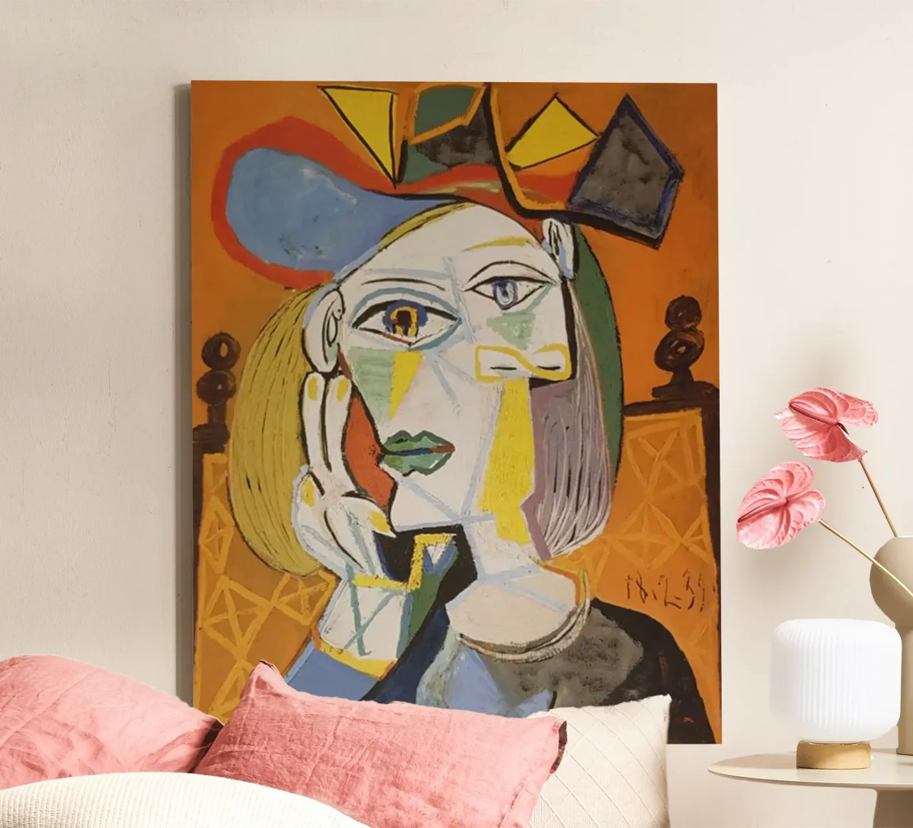 Abstracte oude vrouw Picasso canvas met Baklijst van Günstiger Laden