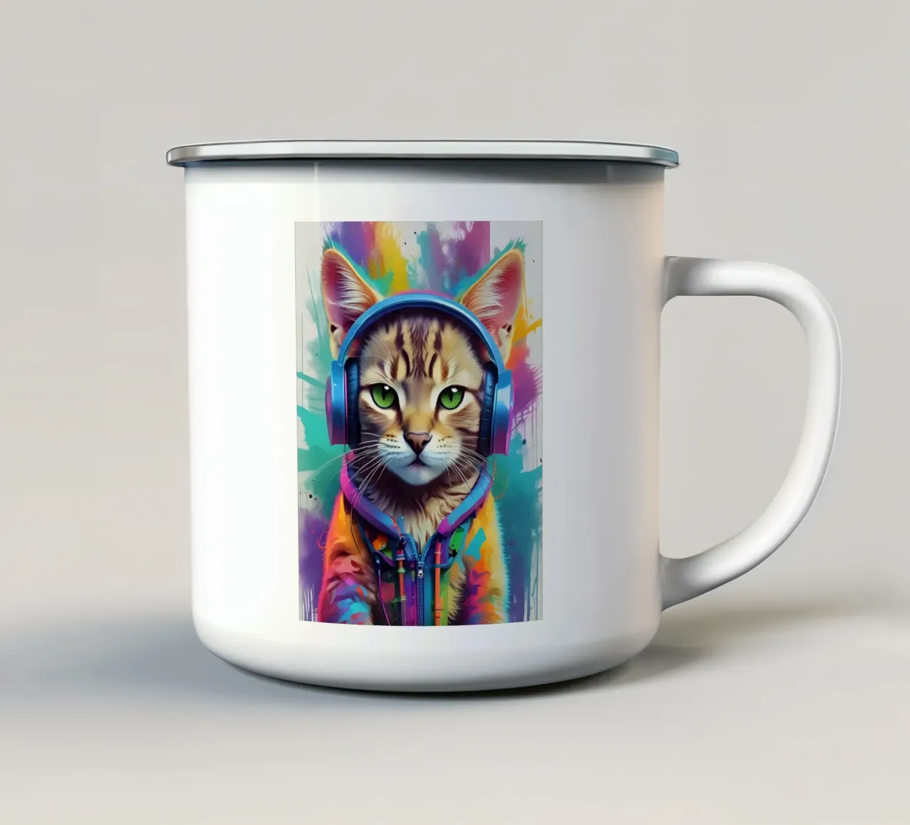 Piccolo gatto music art tazza in smalto da MakArena