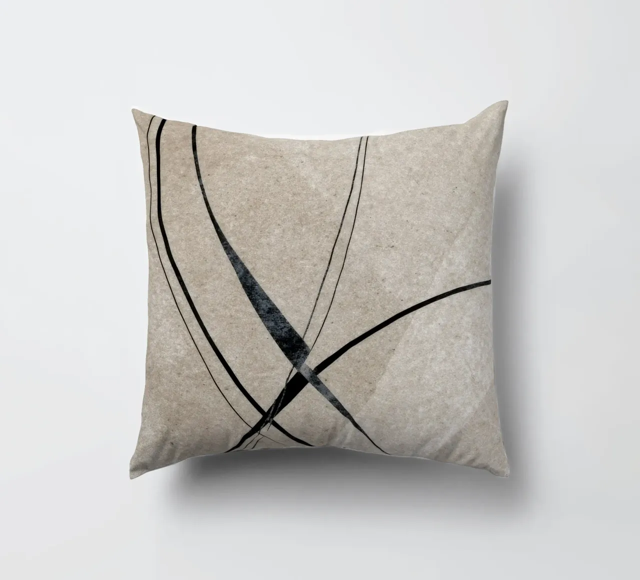 Minimalist Abstract Line Art on Textured Background cuscino da Artbyvo