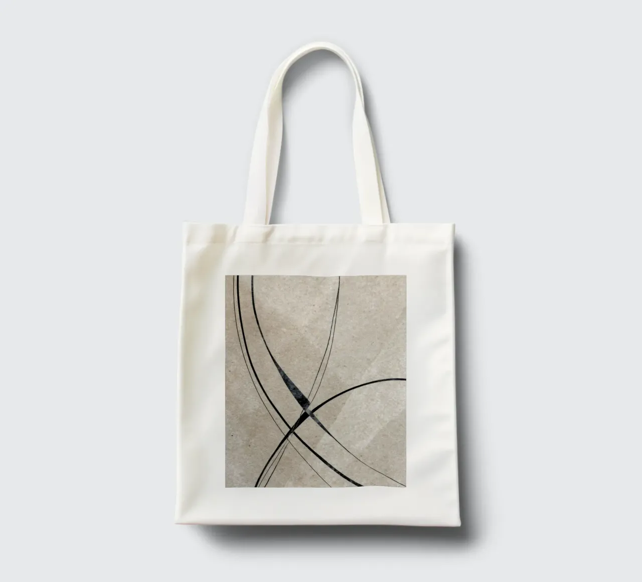 Minimalist Abstract Line Art on Textured Background borsa in juta da Artbyvo