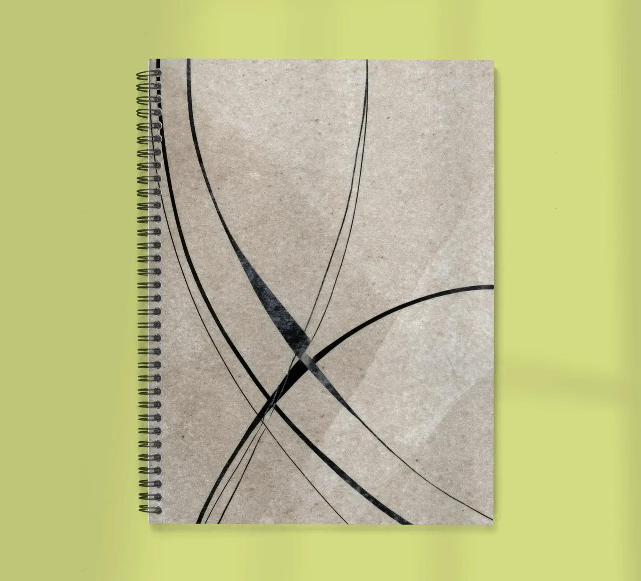 Minimalist Abstract Line Art on Textured Background spiral notebook by Artbyvo