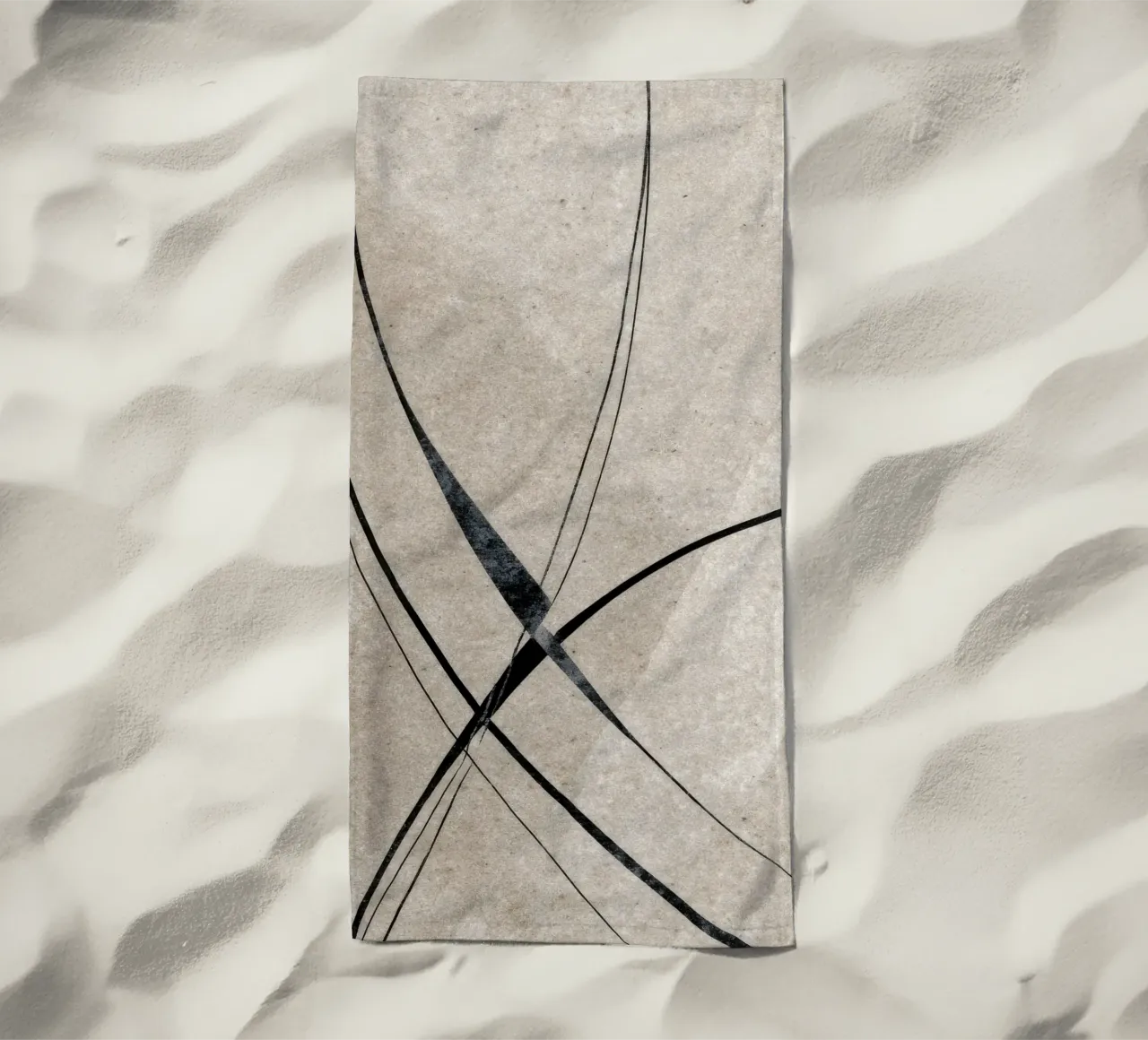 Minimalist Abstract Line Art on Textured Background telo mare da Artbyvo