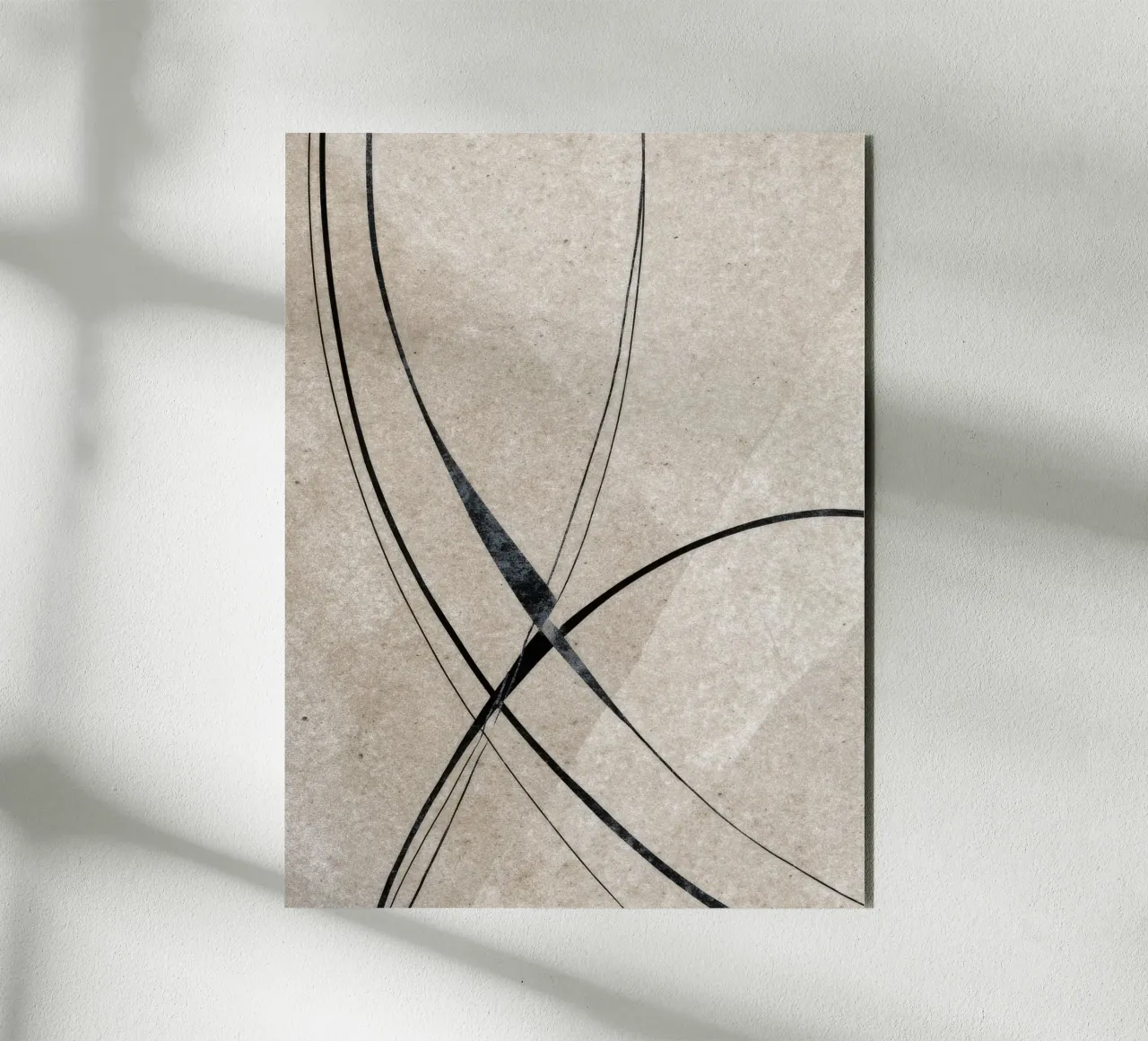 Minimalist Abstract Line Art on Textured Background alluminio dibond da Artbyvo