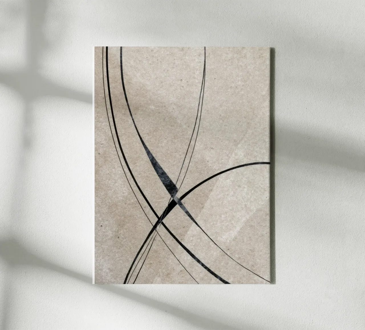 Minimalist Abstract Line Art on Textured Background lienzo con Marco flotante de Artbyvo