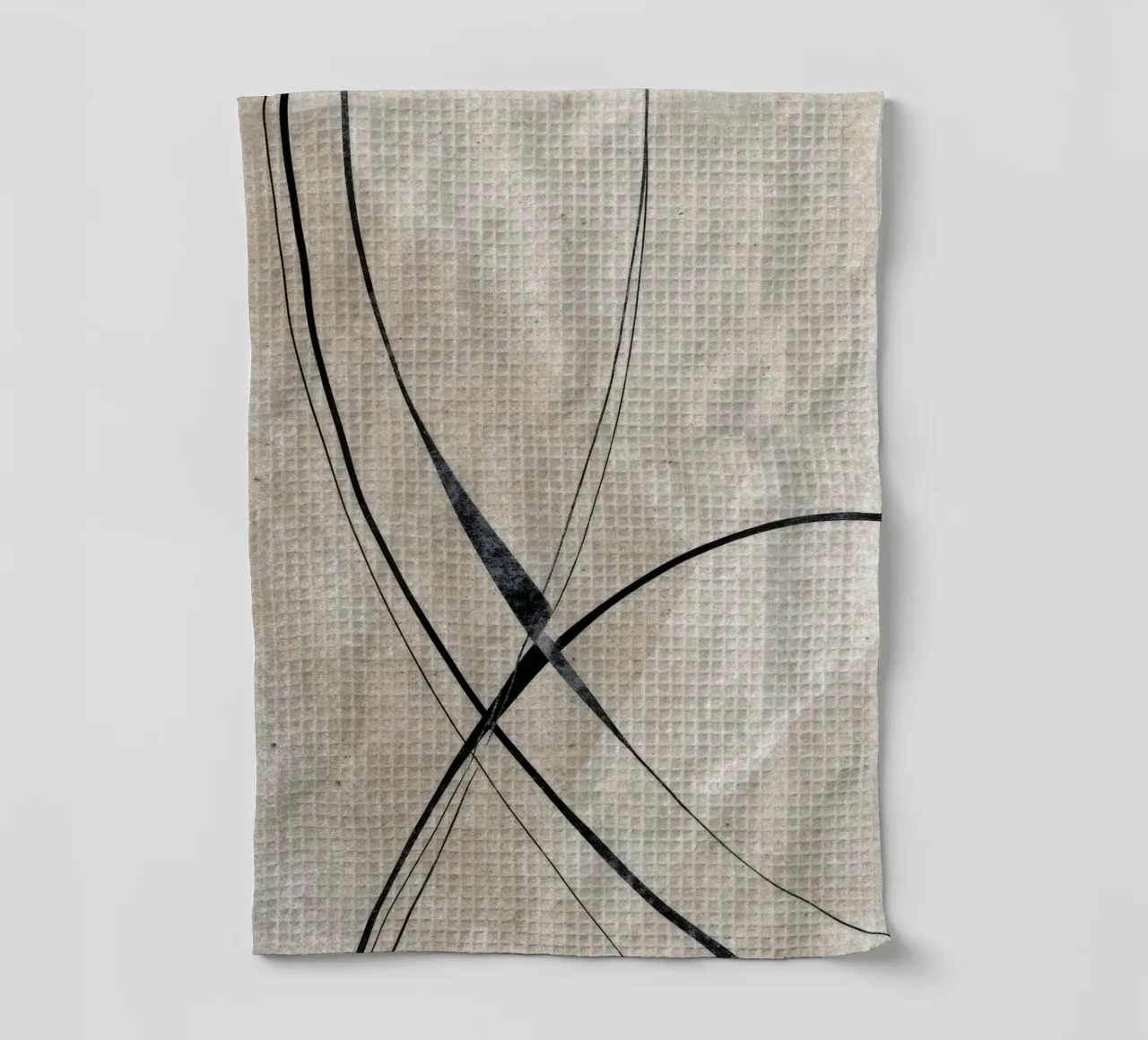 Minimalist Abstract Line Art on Textured Background torchon de Artbyvo