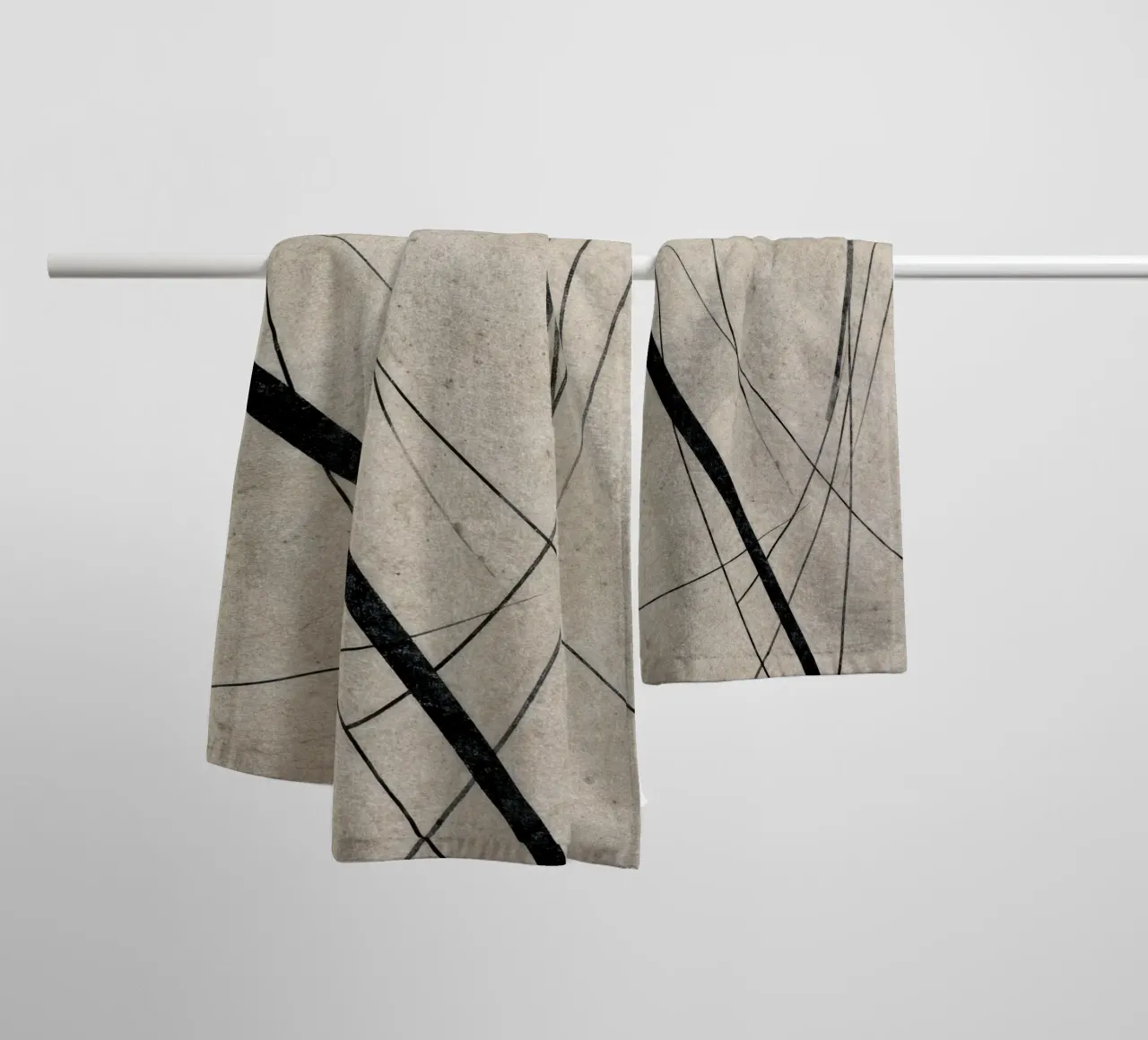 Abstract Minimalist Line Art on Neutral Background towel by Artbyvo