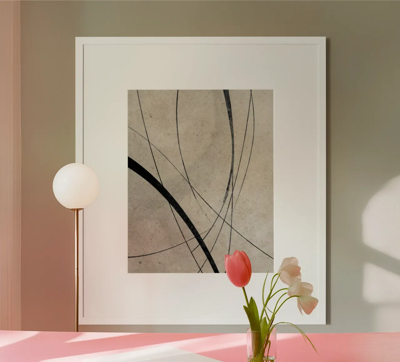 Abstract Minimalist Line Art on Neutral Background poster by Artbyvo