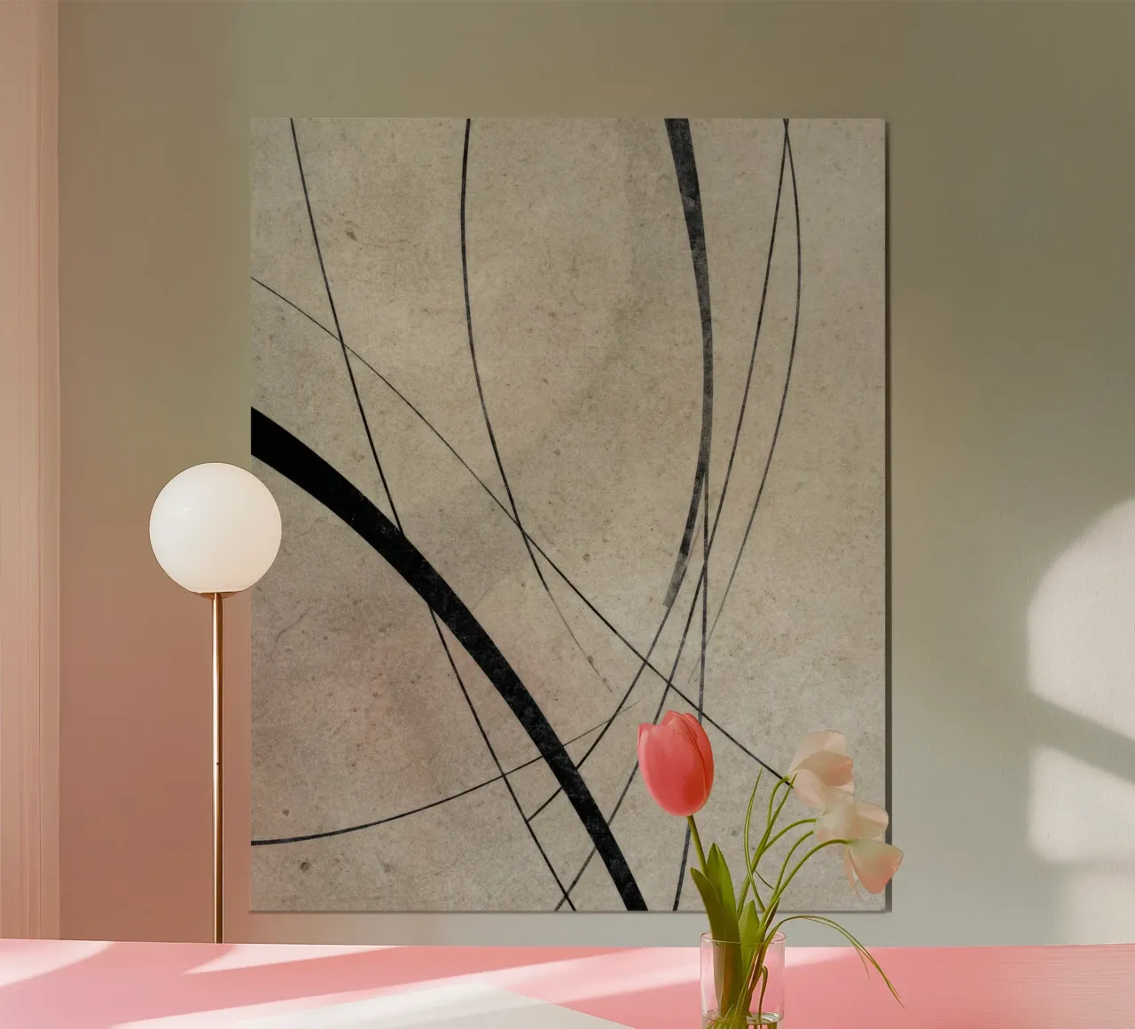 Abstract Minimalist Line Art on Neutral Background poster by Artbyvo
