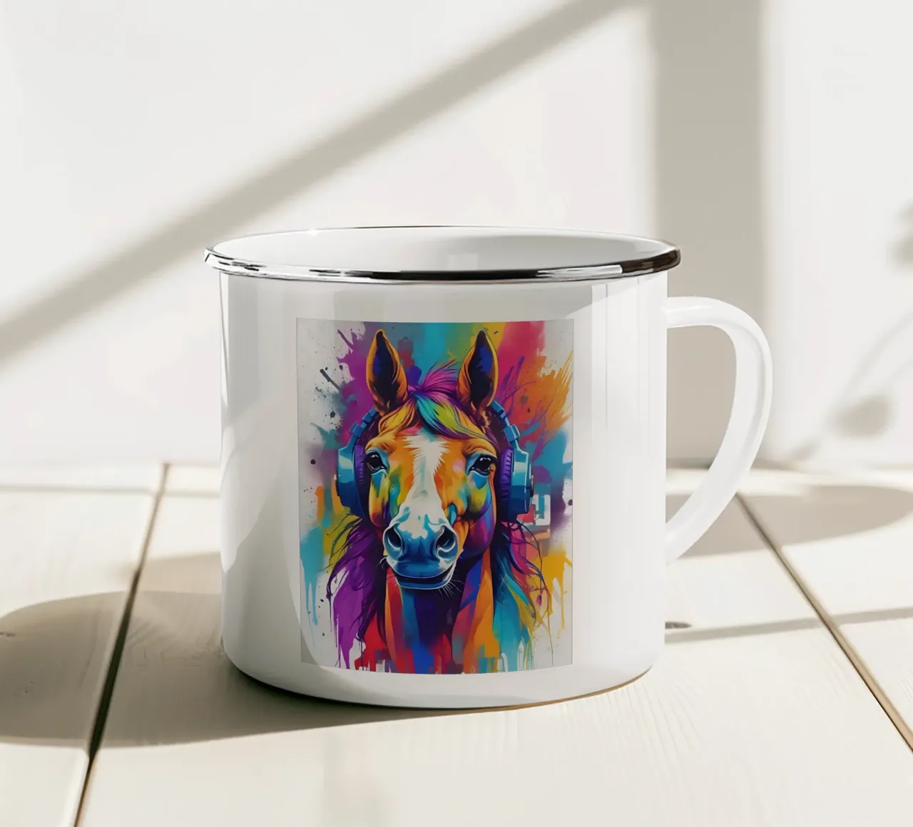 Cavallo in cuffia tazza in smalto da MakArena