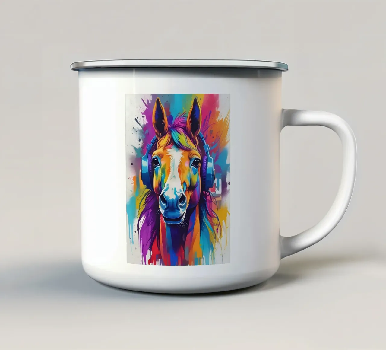 Cavallo in cuffia tazza in smalto da MakArena