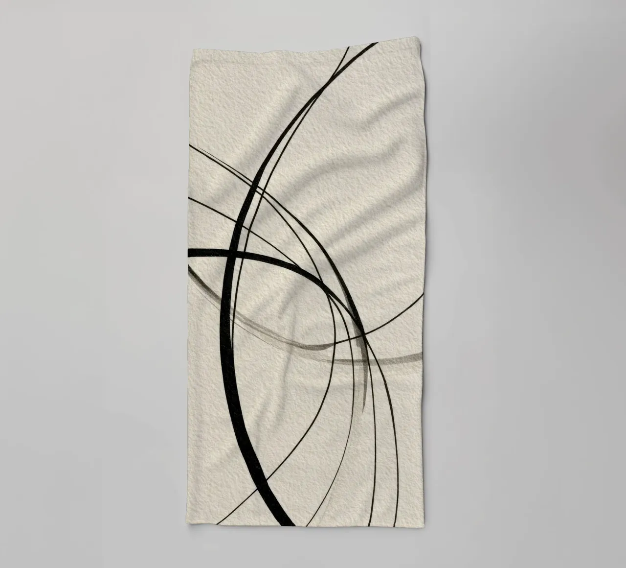 Minimalist Abstract Line Art on Beige Canvas towel by Artbyvo