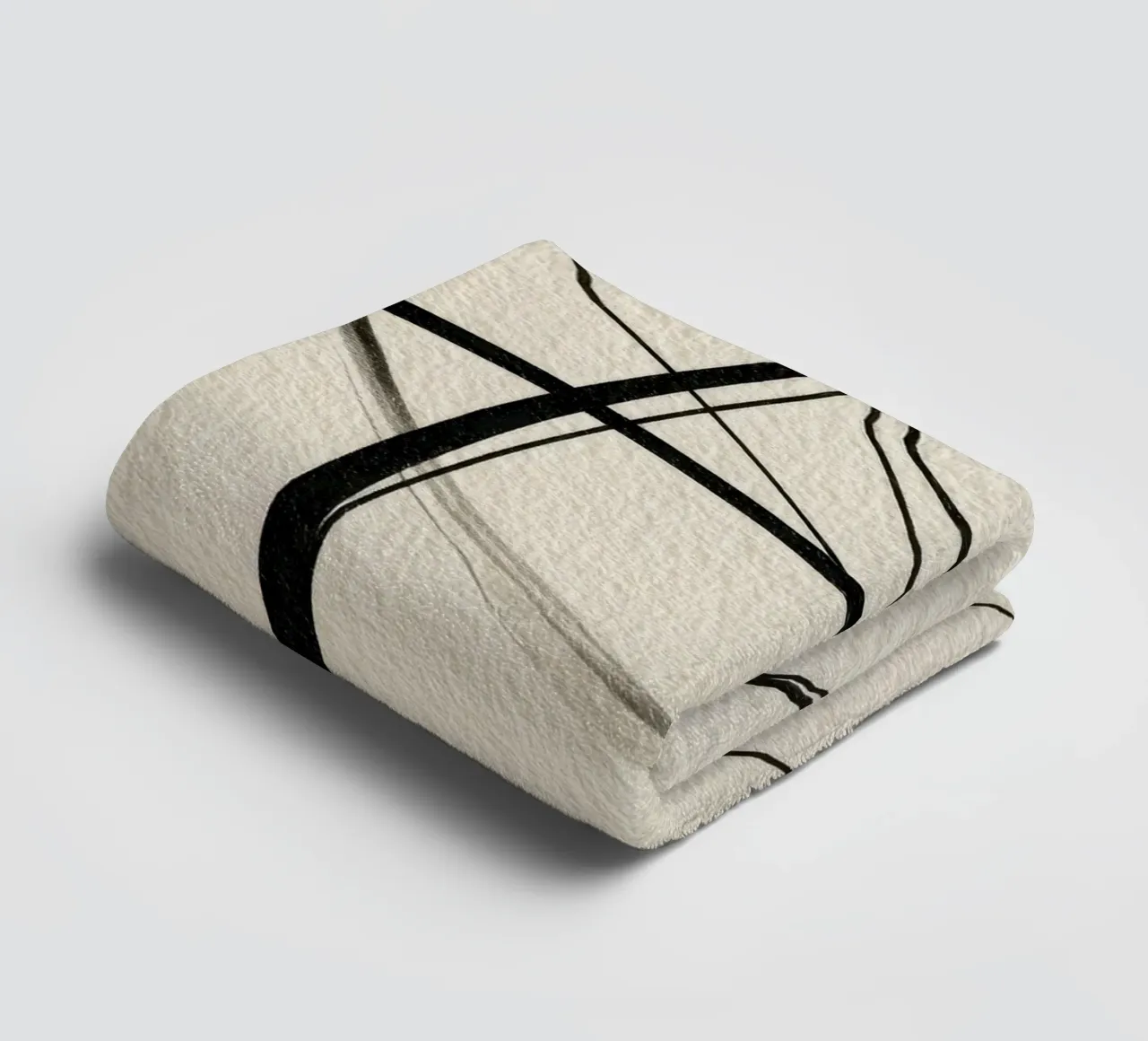 Minimalist Abstract Line Art on Beige Canvas towel by Artbyvo