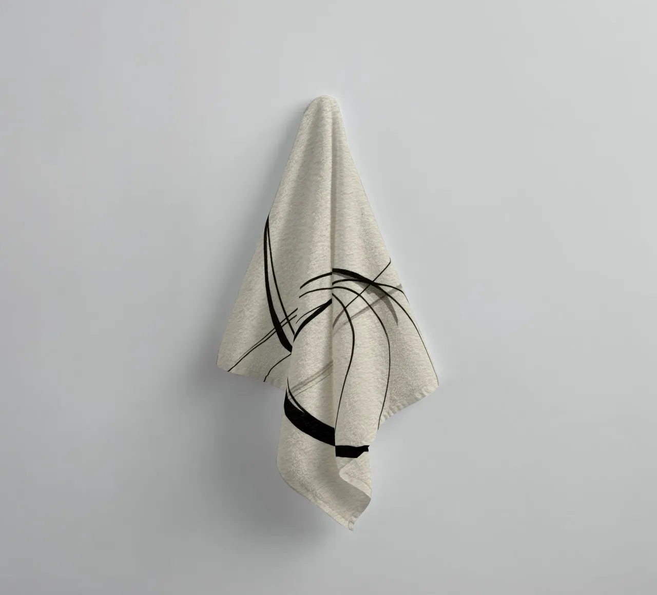 Minimalist Abstract Line Art on Beige Canvas towel by Artbyvo