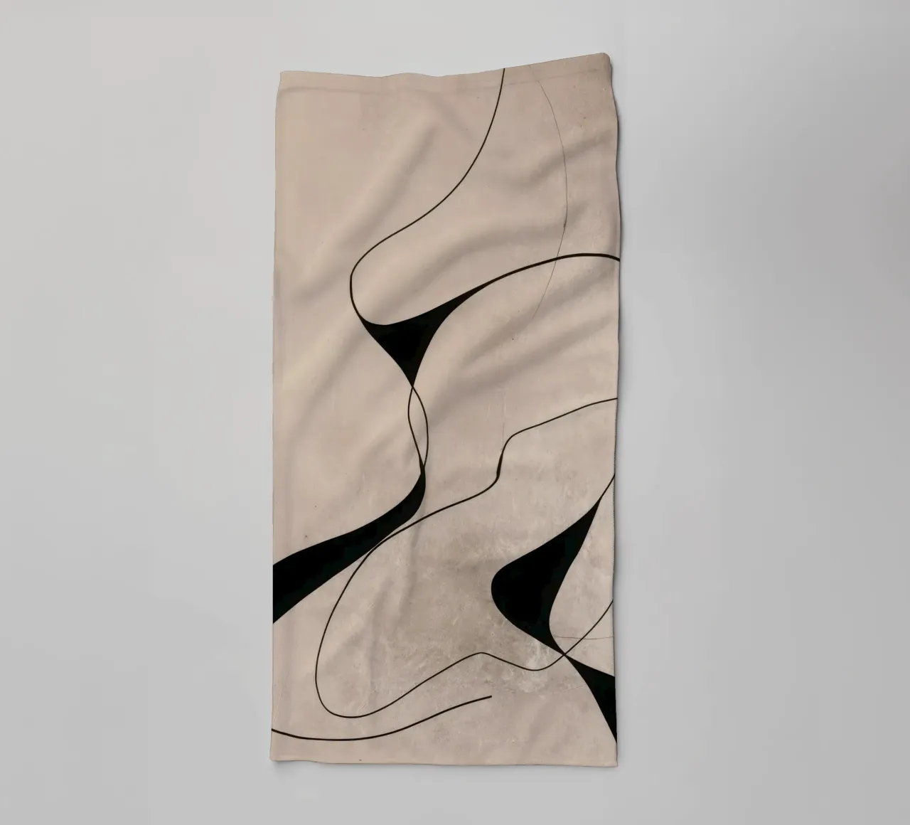 Abstract Minimalist Line Composition on Beige Background towel by Artbyvo