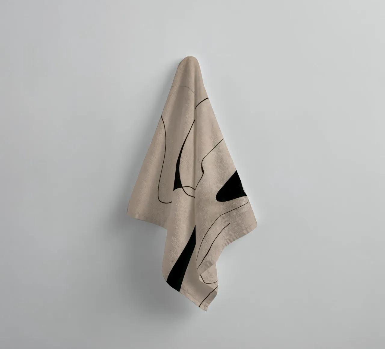 Abstract Minimalist Line Composition on Beige Background towel by Artbyvo