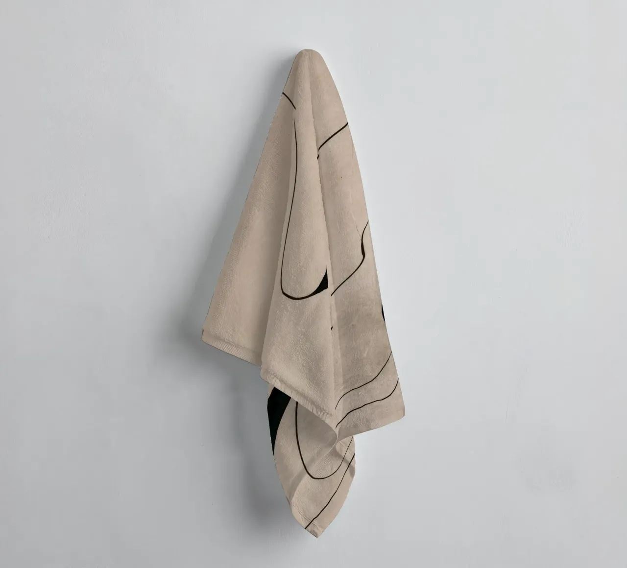 Abstract Minimalist Line Composition on Beige Background towel by Artbyvo