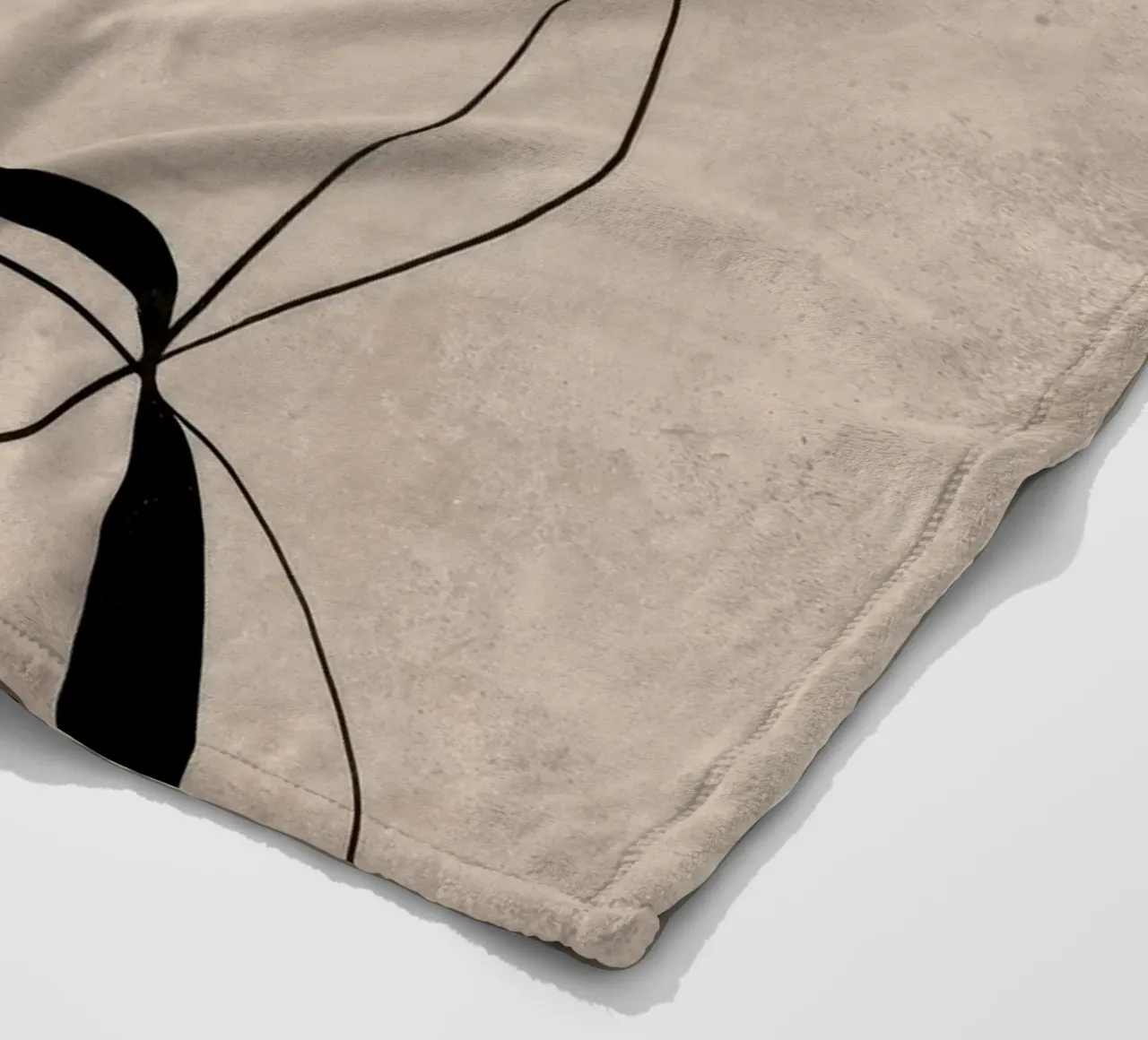 Abstract Minimalist Black Lines on Neutral Canvas fleece blanket by Artbyvo