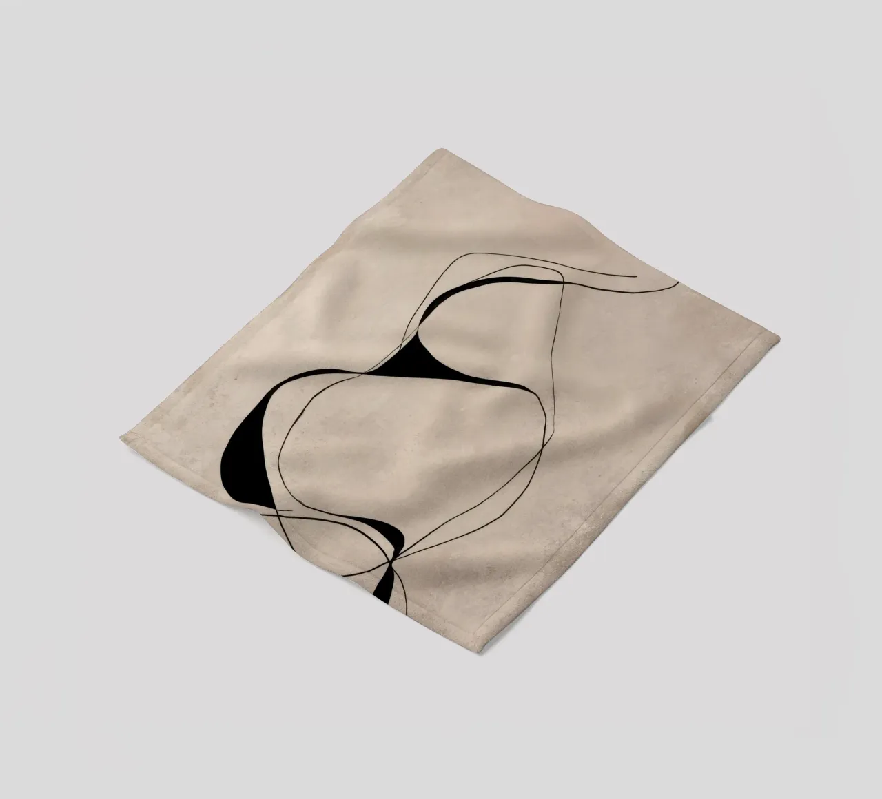 Abstract Minimalist Black Lines on Neutral Canvas fleece blanket by Artbyvo