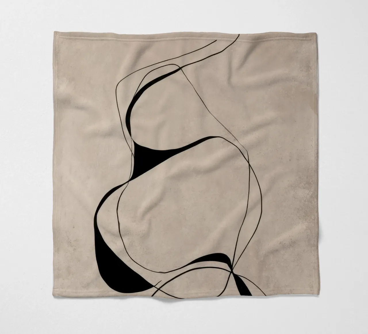 Abstract Minimalist Black Lines on Neutral Canvas fleece blanket by Artbyvo