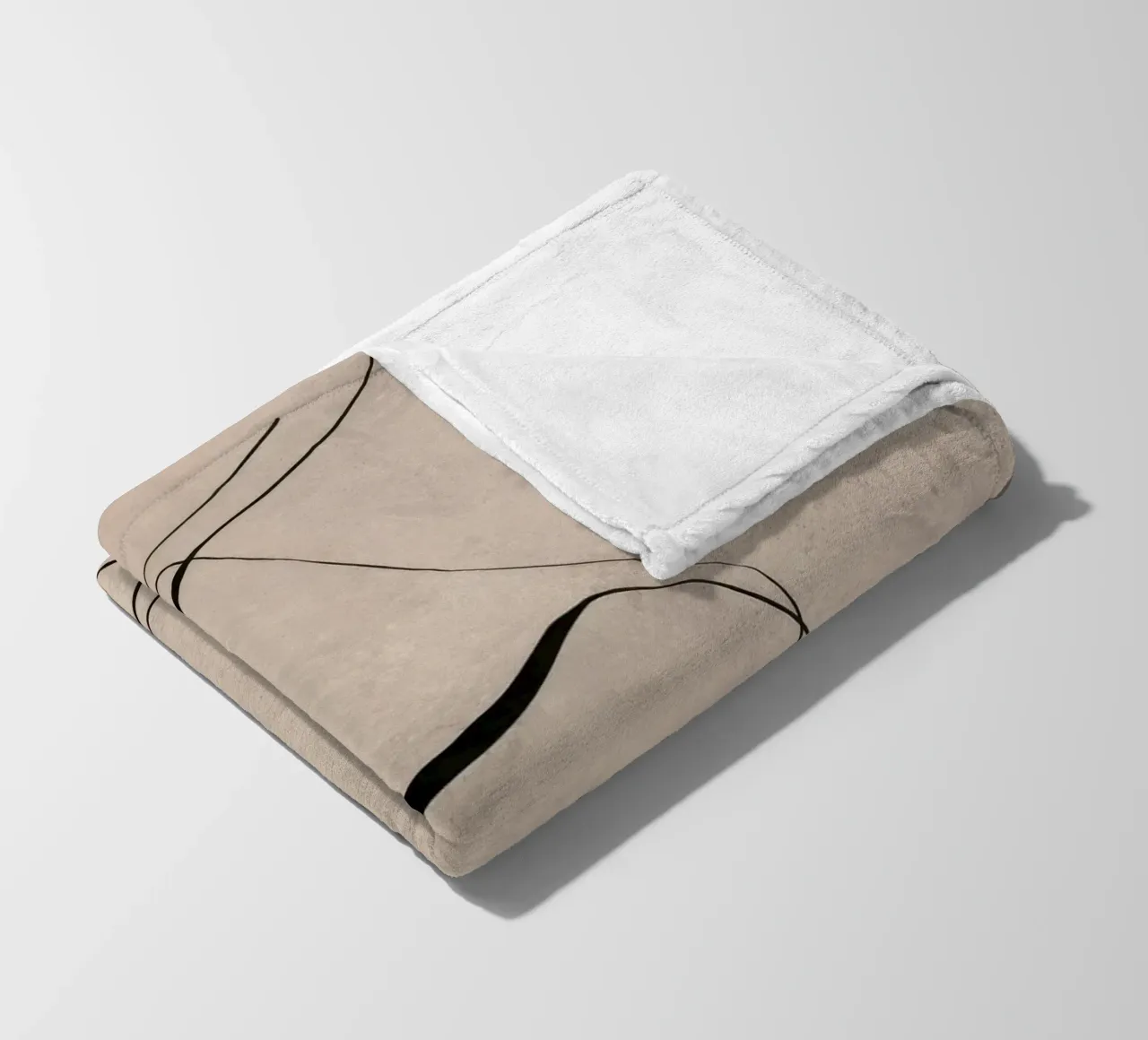 Abstract Minimalist Black Lines on Neutral Canvas fleece blanket by Artbyvo