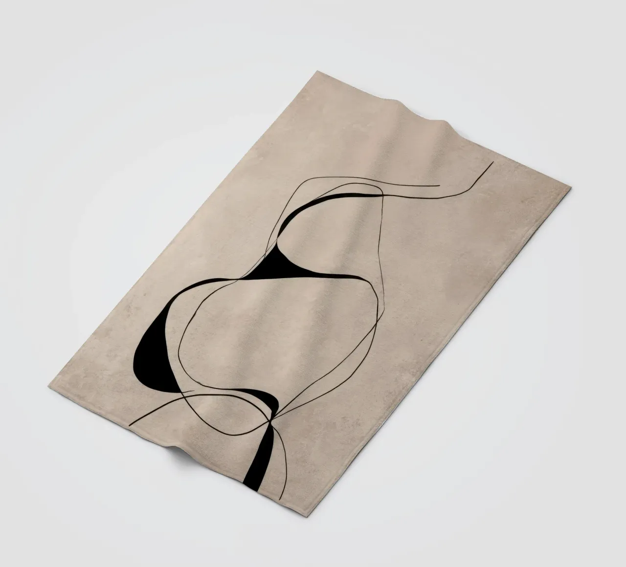 Abstract Minimalist Black Lines on Neutral Canvas fleece blanket by Artbyvo