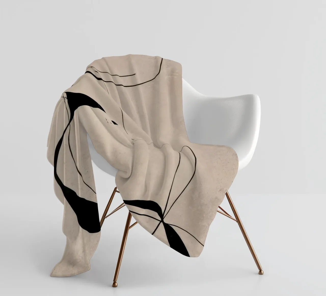 Abstract Minimalist Black Lines on Neutral Canvas fleece blanket by Artbyvo