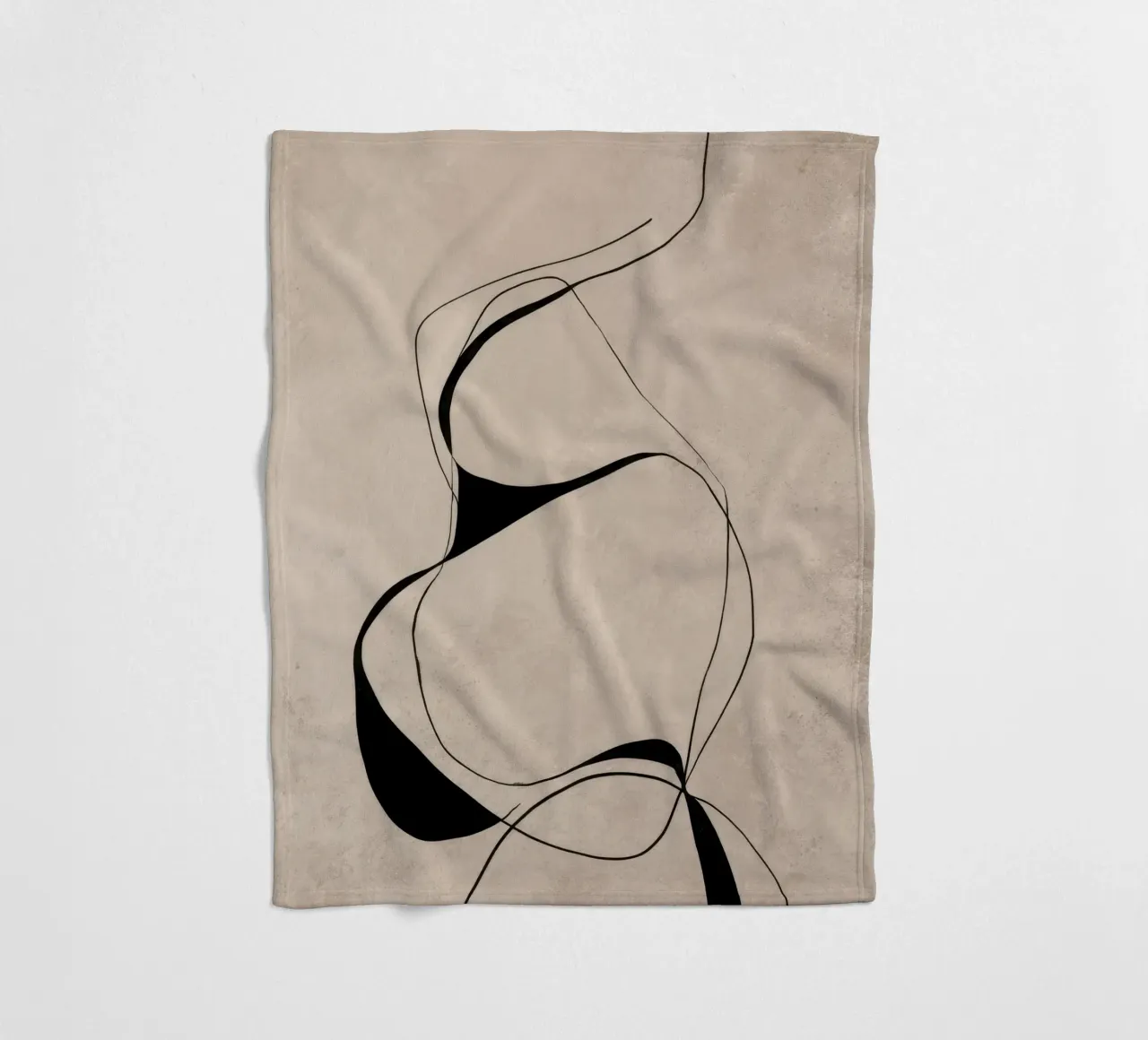 Abstract Minimalist Black Lines on Neutral Canvas fleece blanket by Artbyvo