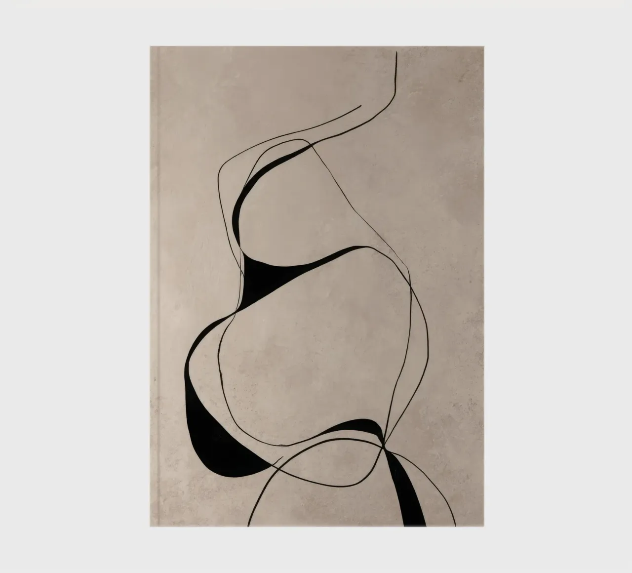 Abstract Minimalist Black Lines on Neutral Canvas notebook by Artbyvo