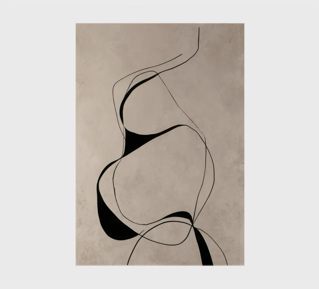 Abstract Minimalist Black Lines on Neutral Canvas notebook by Artbyvo