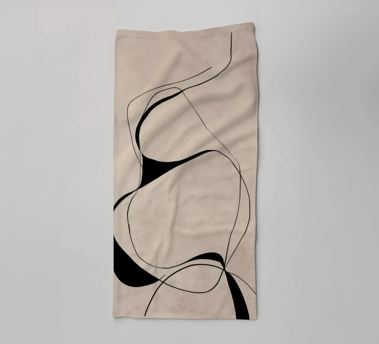 Abstract Minimalist Black Lines on Neutral Canvas towel by Artbyvo