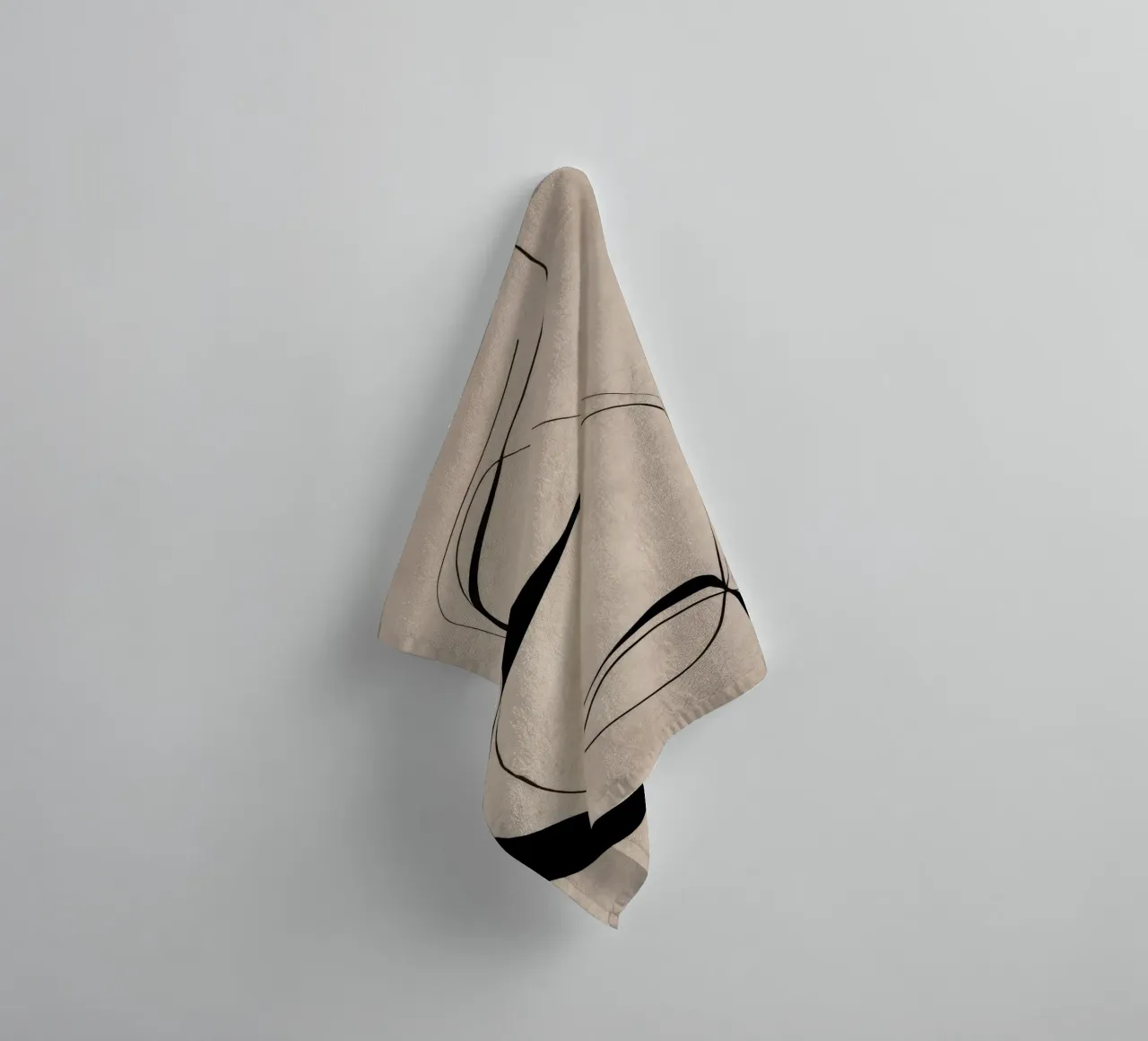 Abstract Minimalist Black Lines on Neutral Canvas towel by Artbyvo