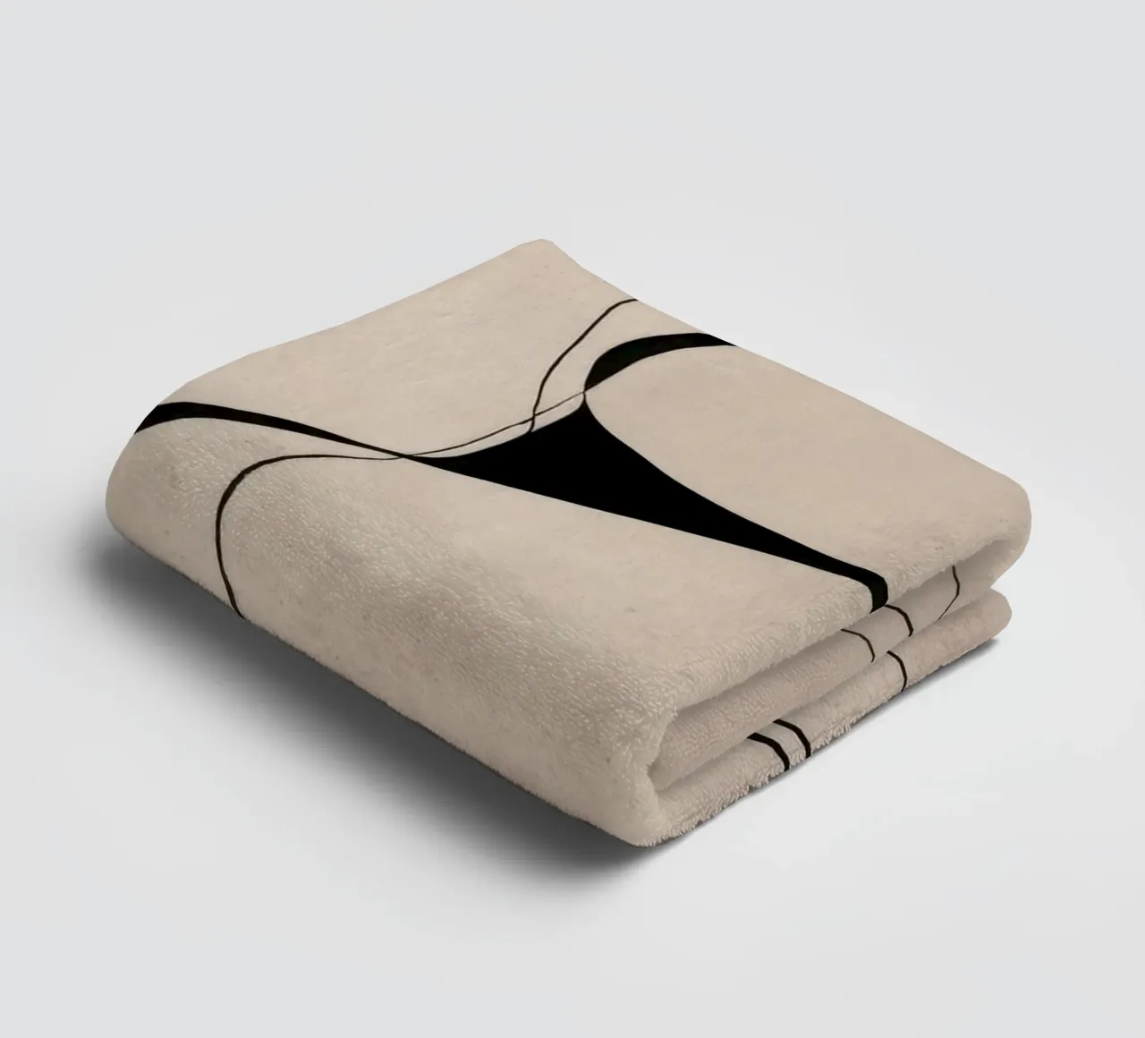 Abstract Minimalist Black Lines on Neutral Canvas towel by Artbyvo