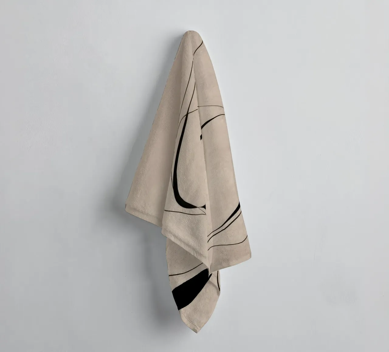 Abstract Minimalist Black Lines on Neutral Canvas towel by Artbyvo