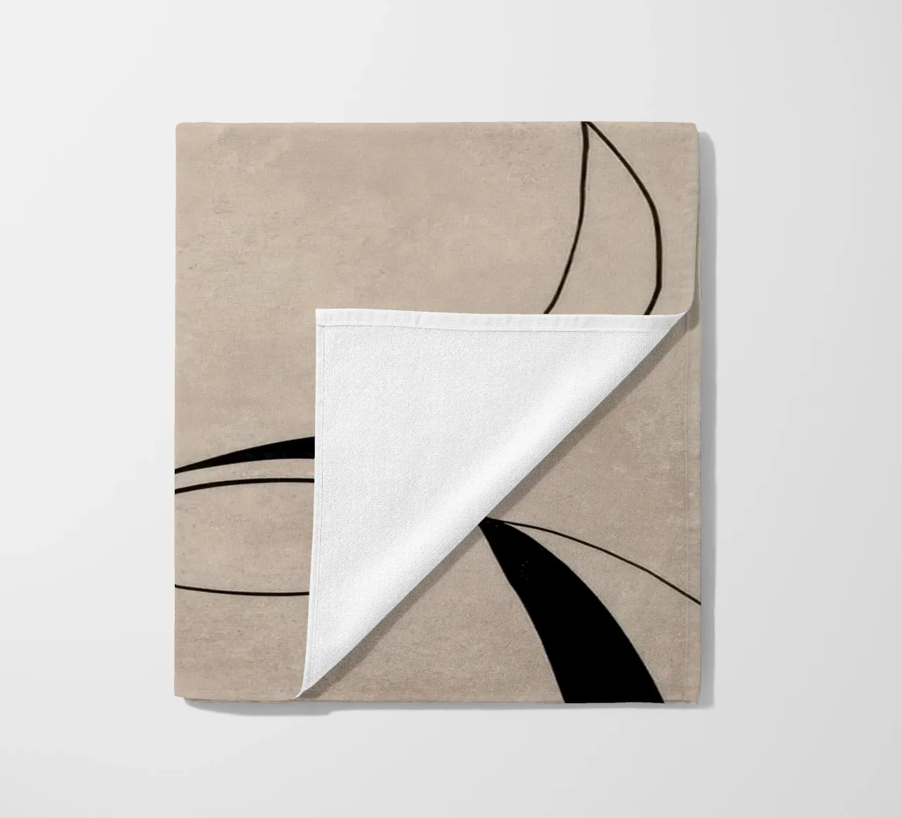 Linee nere astratte e minimaliste su tela neutra telo mare da Artbyvo