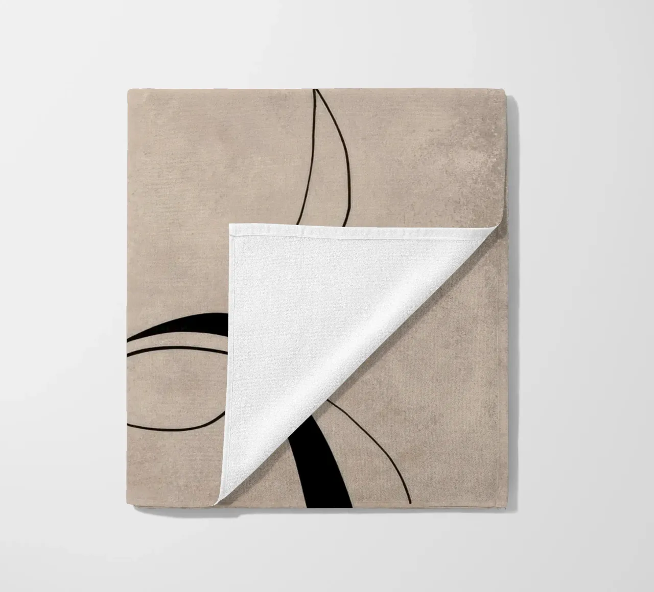 Linee nere astratte e minimaliste su tela neutra telo mare da Artbyvo