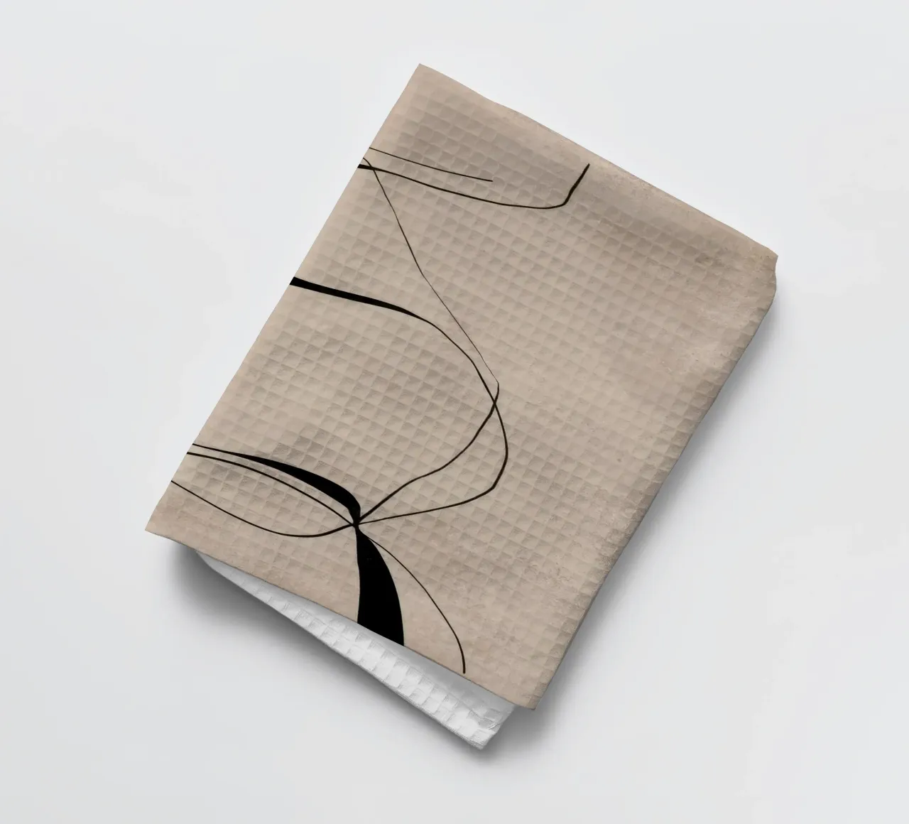 Abstract Minimalist Black Lines on Neutral Canvas tea towel by Artbyvo