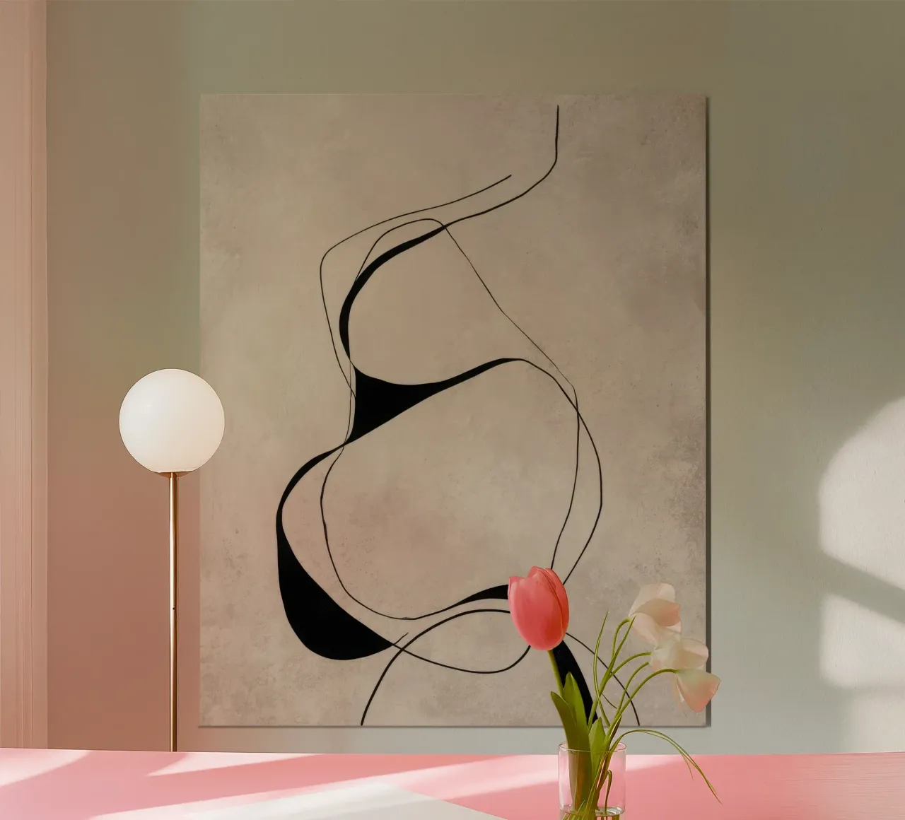 Abstract Minimalist Black Lines on Neutral Canvas poster by Artbyvo
