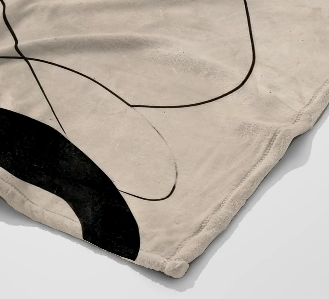 Minimalist Abstract Flowing Lines on Beige Canvas fleece blanket by Artbyvo