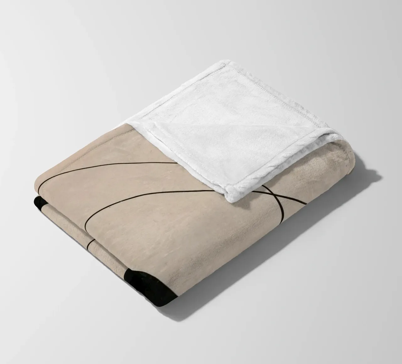 Minimalist Abstract Flowing Lines on Beige Canvas fleece blanket by Artbyvo