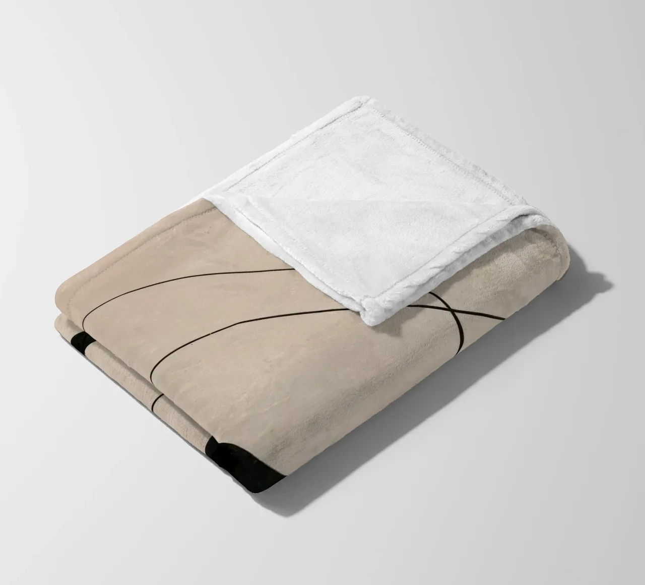Minimalist Abstract Flowing Lines on Beige Canvas fleece blanket by Artbyvo