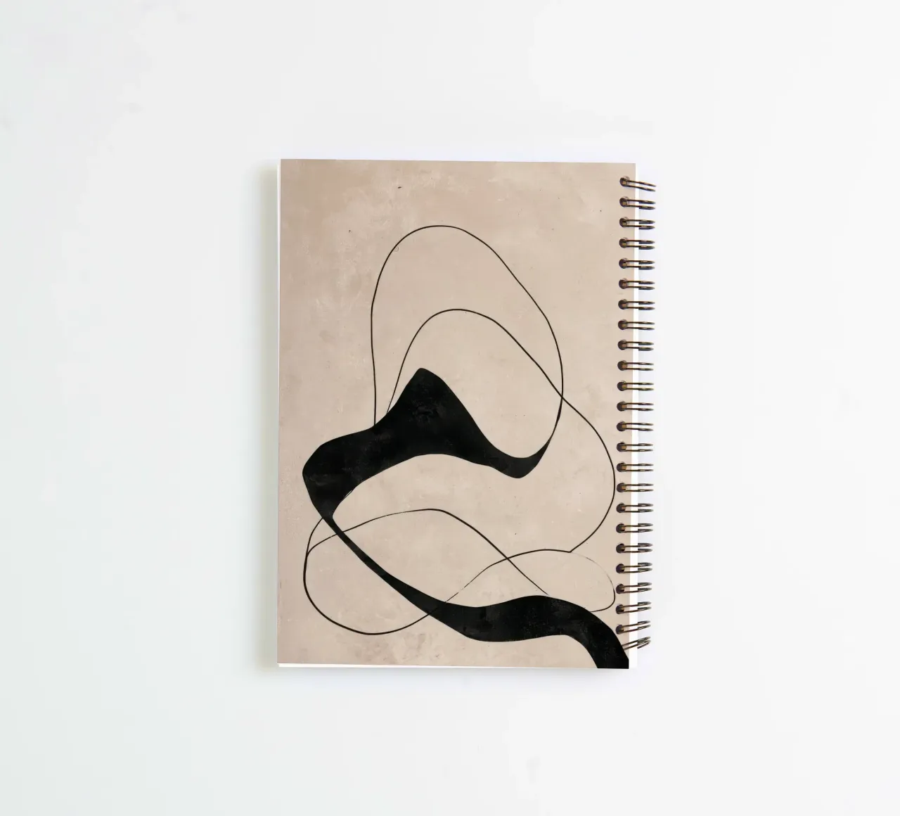 Minimalist Abstract Flowing Lines on Beige Canvas spiral notebook by Artbyvo