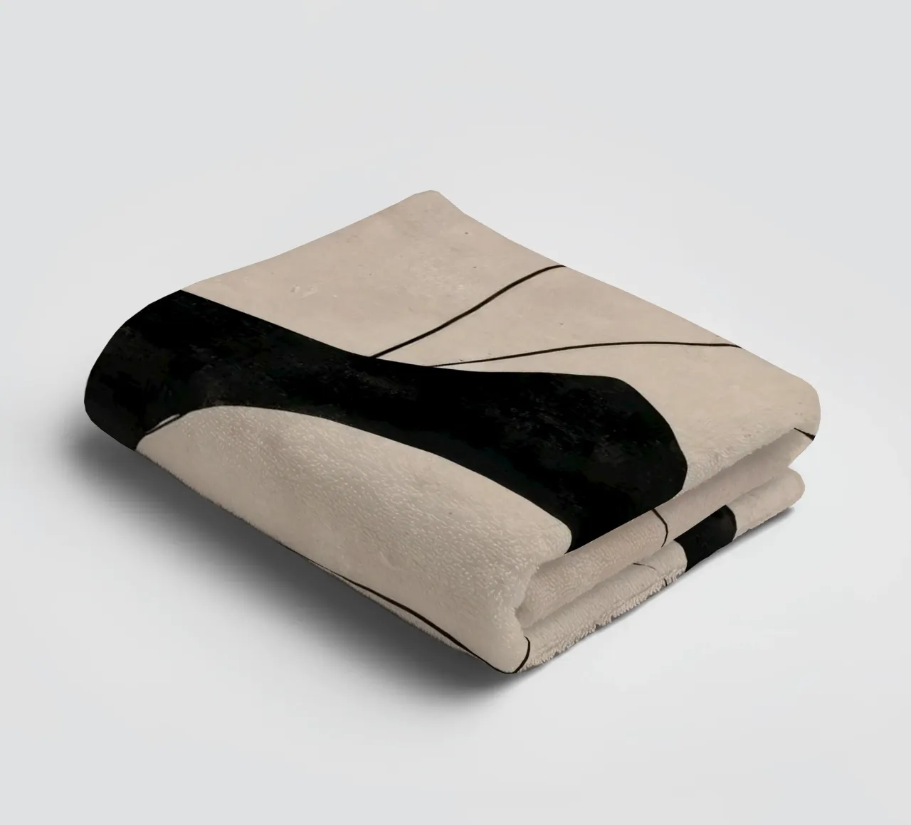 Minimalist Abstract Flowing Lines on Beige Canvas towel by Artbyvo