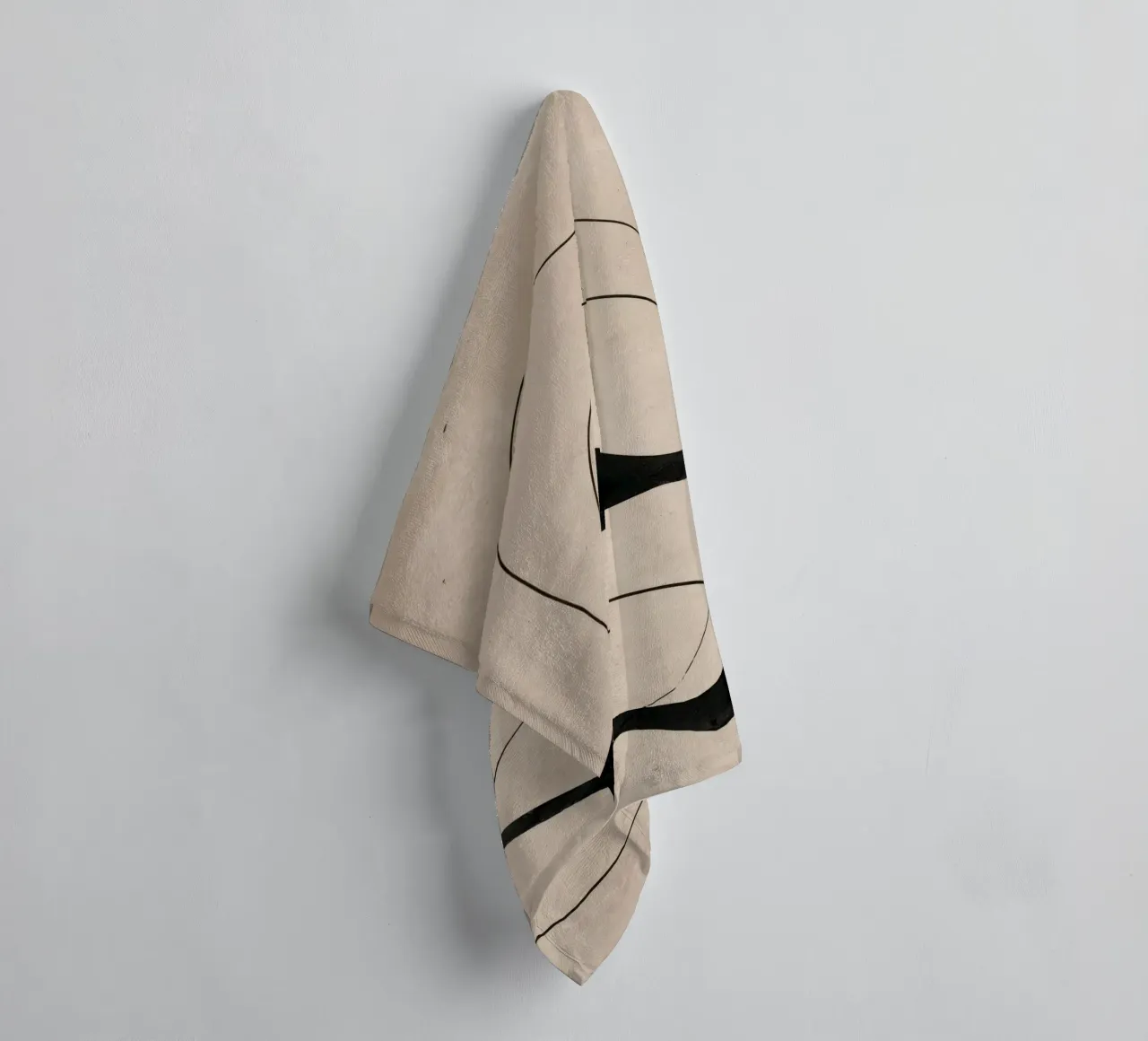 Minimalist Abstract Flowing Lines on Beige Canvas towel by Artbyvo