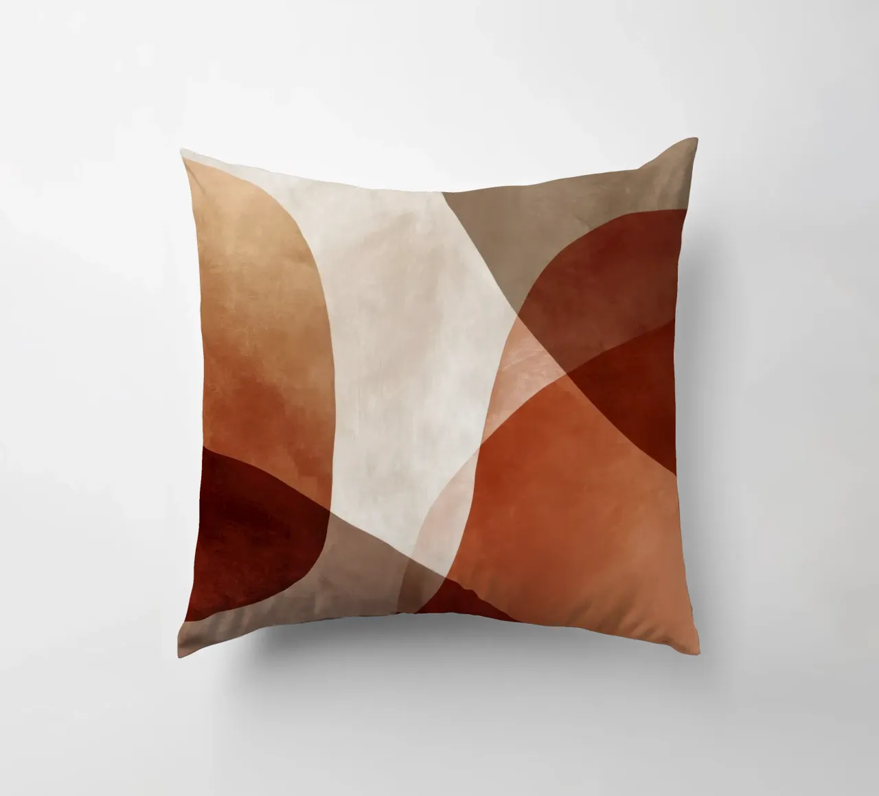 Forme geometriche astratte nei toni caldi della terra cuscino da Artbyvo