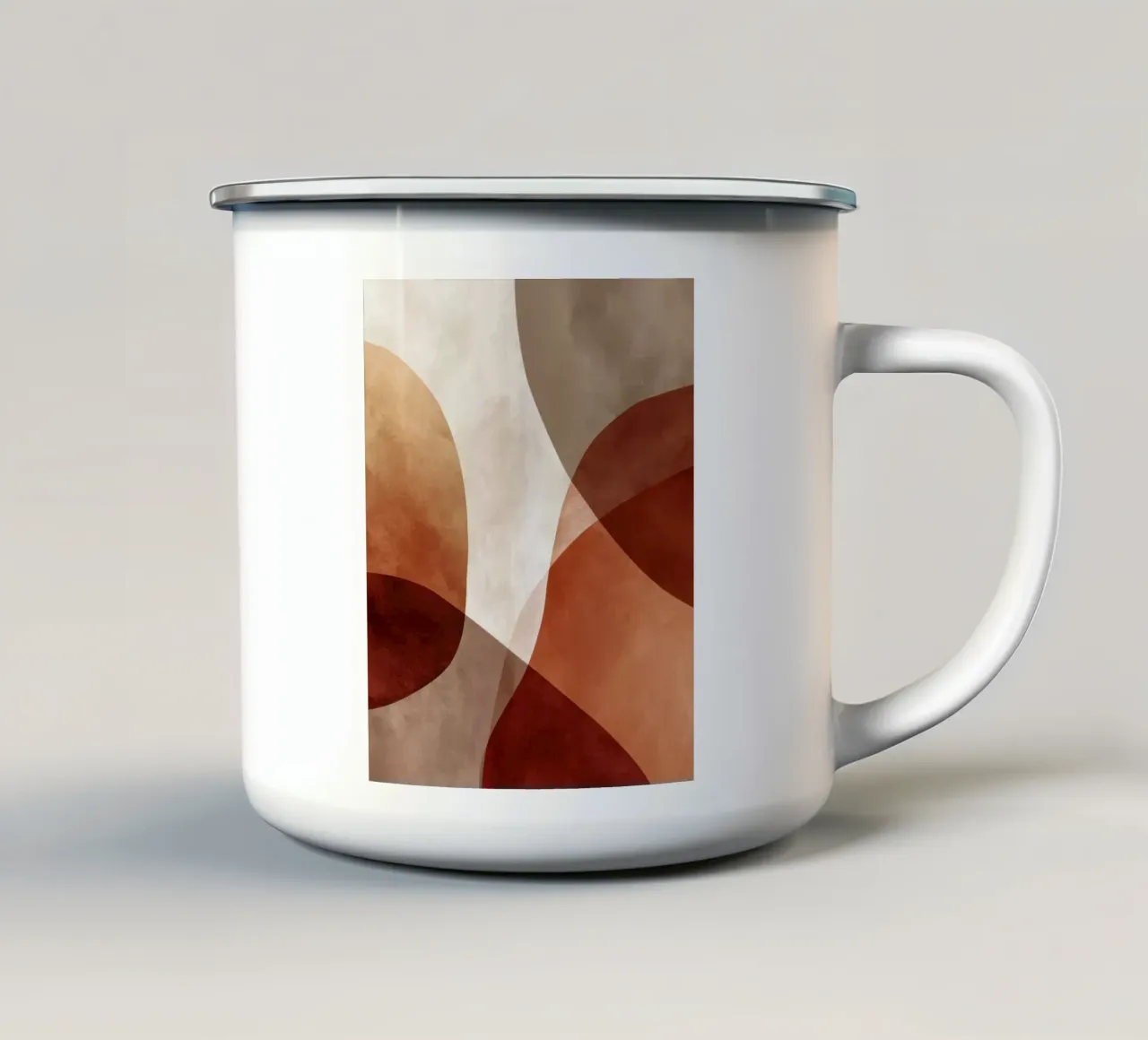 Forme geometriche astratte nei toni caldi della terra tazza in smalto da Artbyvo
