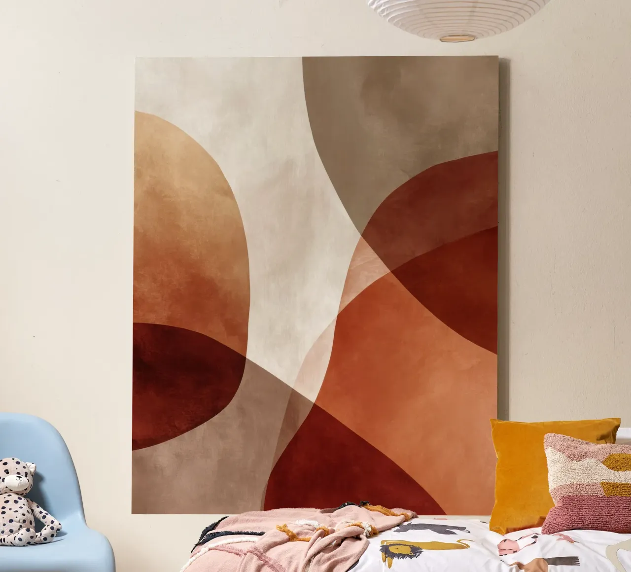 Abstract Geometric Shapes in Warm Earthy Tones canvas with Floater frame by Artbyvo