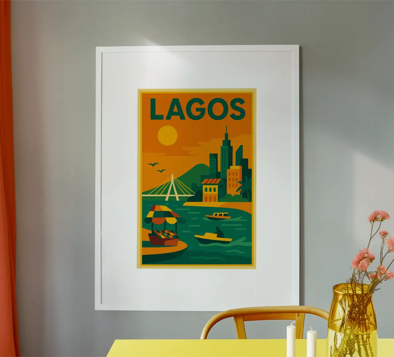 Poster di Lagos - Colorato poster d'epoca dalla Nigeria poster da JETLAG | affiches voyage