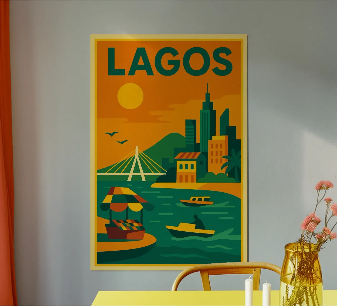 Poster di Lagos - Colorato poster d'epoca dalla Nigeria poster da JETLAG | affiches voyage