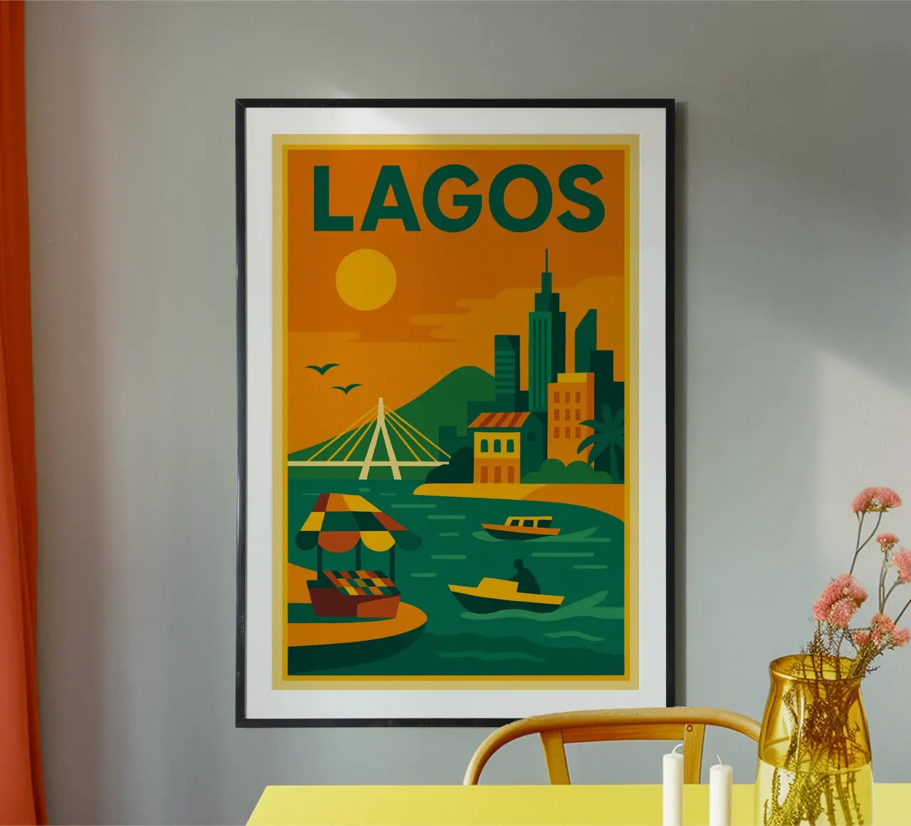 Poster di Lagos - Colorato poster d'epoca dalla Nigeria poster da JETLAG | affiches voyage
